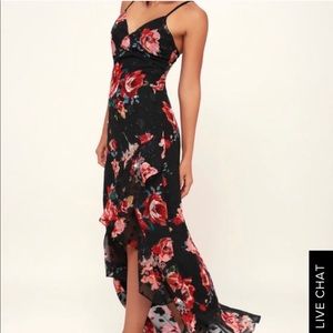 Lovestruck black floral high-low maxi dress